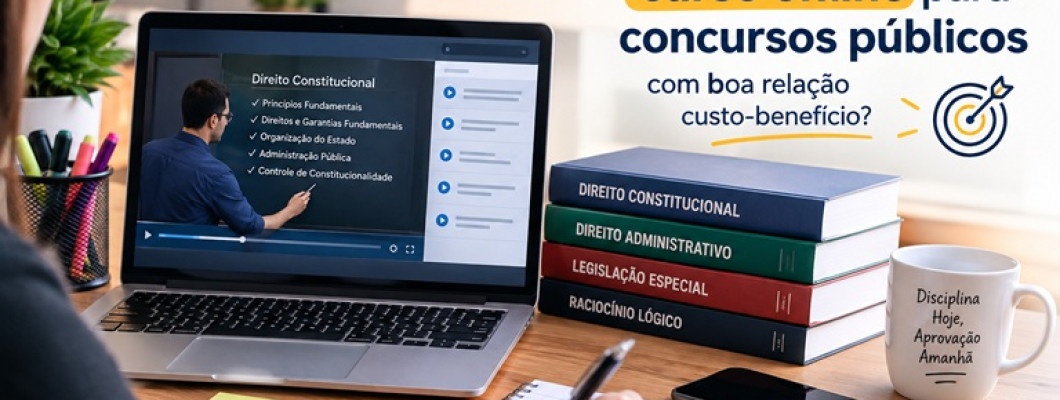 Qual é o melhor curso online para concursos públicos com boa relação custo-benefício?