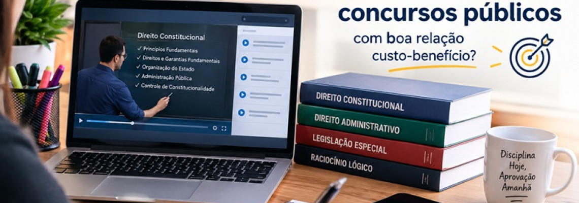 Qual é o melhor curso online para concursos públicos com boa relação custo-benefício?