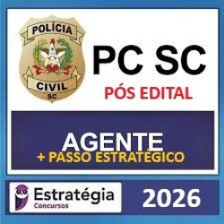 PC-SC (Escrivão de Polícia Civil)  Pacote Teórico + Pacote Passo Estratégico - 2025 - 2026  (Pós-Edital) Estratégia